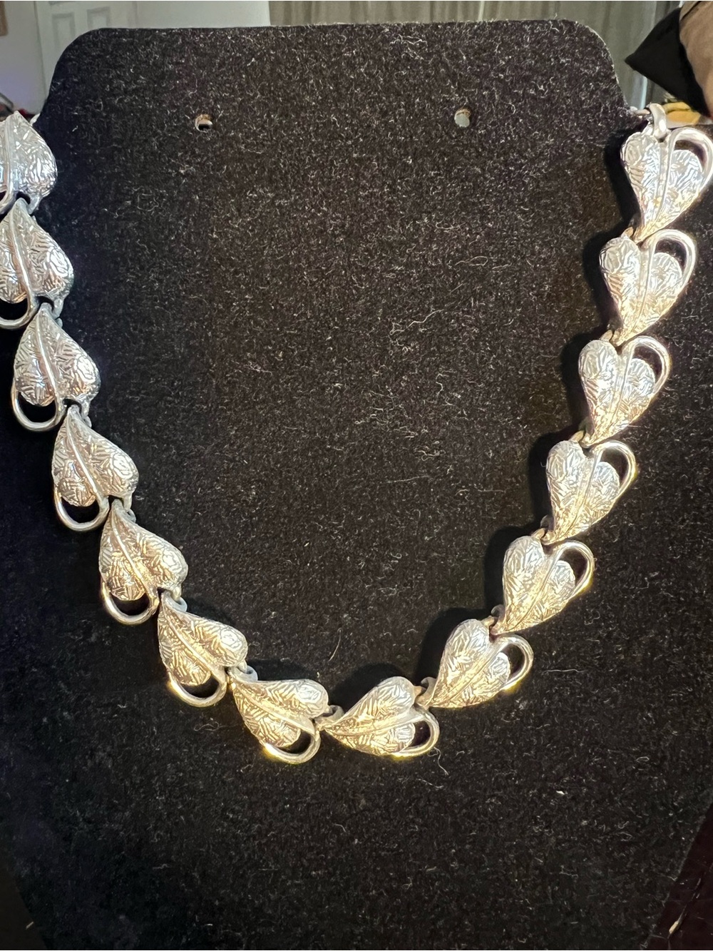 Coro Silver Tone Heart Link Necklace
